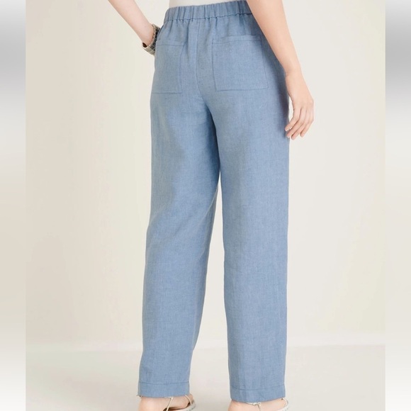 Chico’s Blue Linen Straight-Leg Pull On Pants NWT - Picture 2 of 11